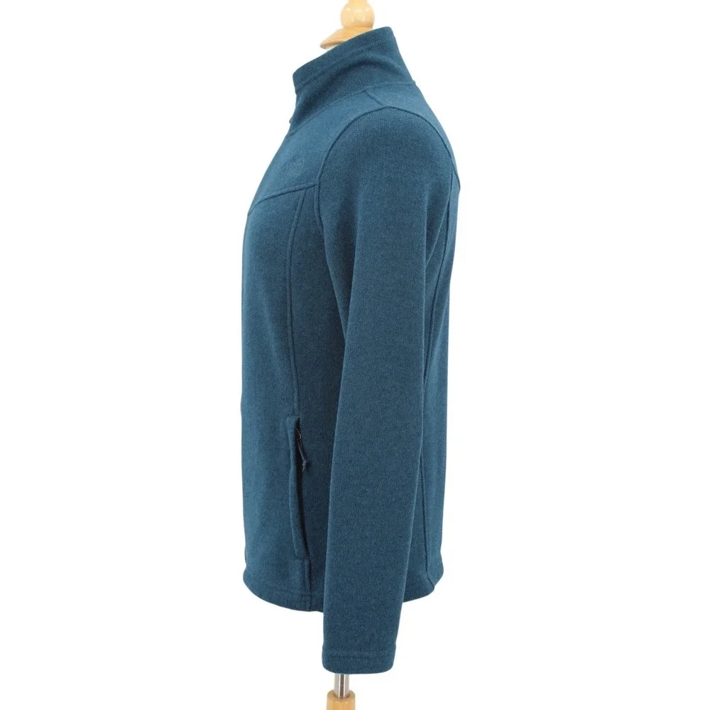 The North Face Knit Fleece Full Zip Jacket Womens Medium Teal Blue Logo NF0A2RFH